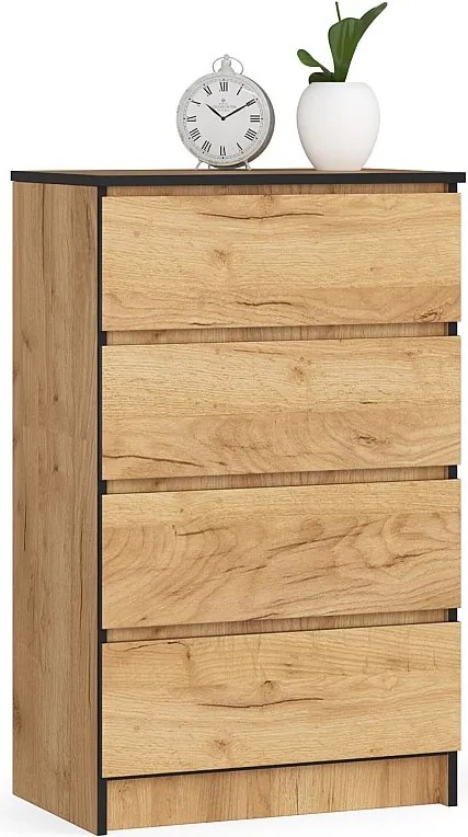 Komoda AKORD K60 Dąb Craft 60 cm 4 szuflady kolor Dąb Craft mat 60x40x99 cm