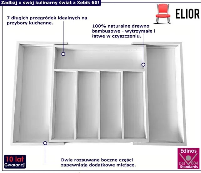 Biały bambusowy wkład na sztućce - Vaso 6X