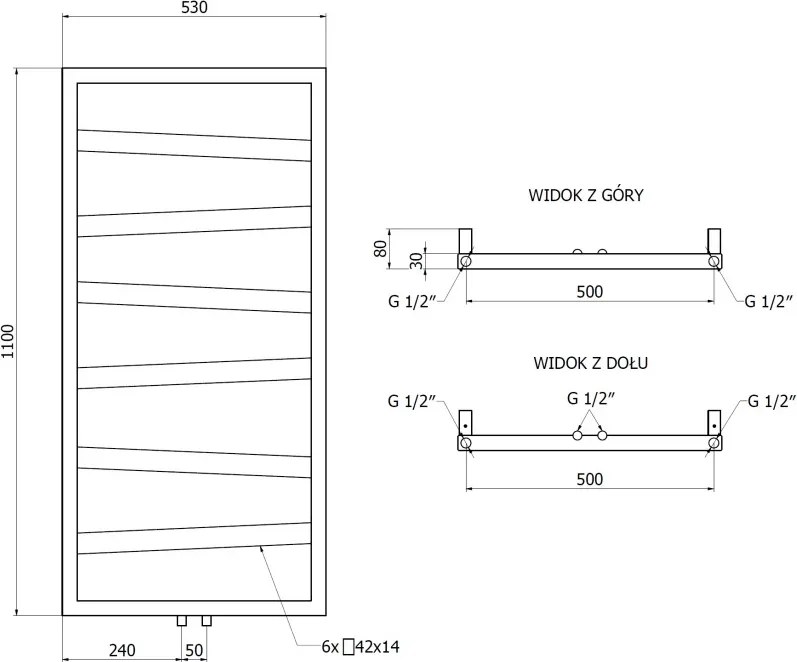 Mexen Zoom grzejnik łazienkowy dekoracyjny 1100 x 530 mm, 376 W, czarny - W130-1100-530-00-70