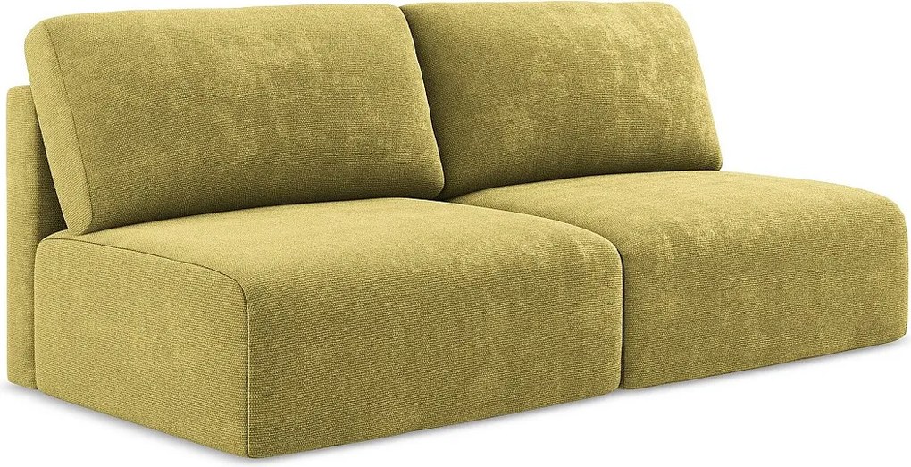 Otwarta Sofa 3-osobowa z funkcją spania - z tkaniny szenilowej - limonkowy - KONA