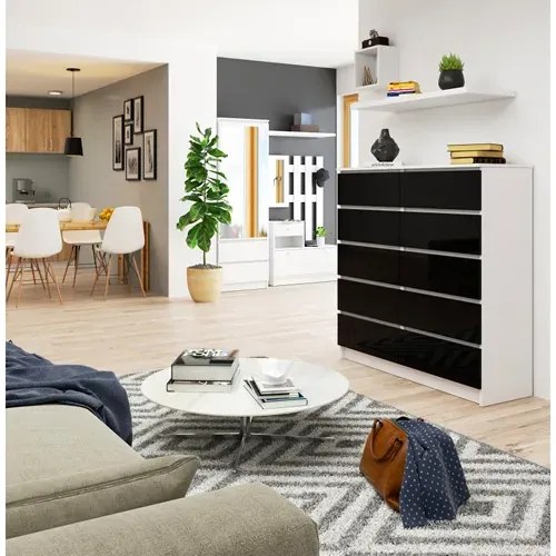 Komoda do biura biała + czarny połysk L3-L12