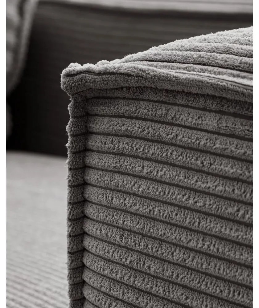 Szary sztruksowy narożnik (prawostronny) Blok – Kave Home