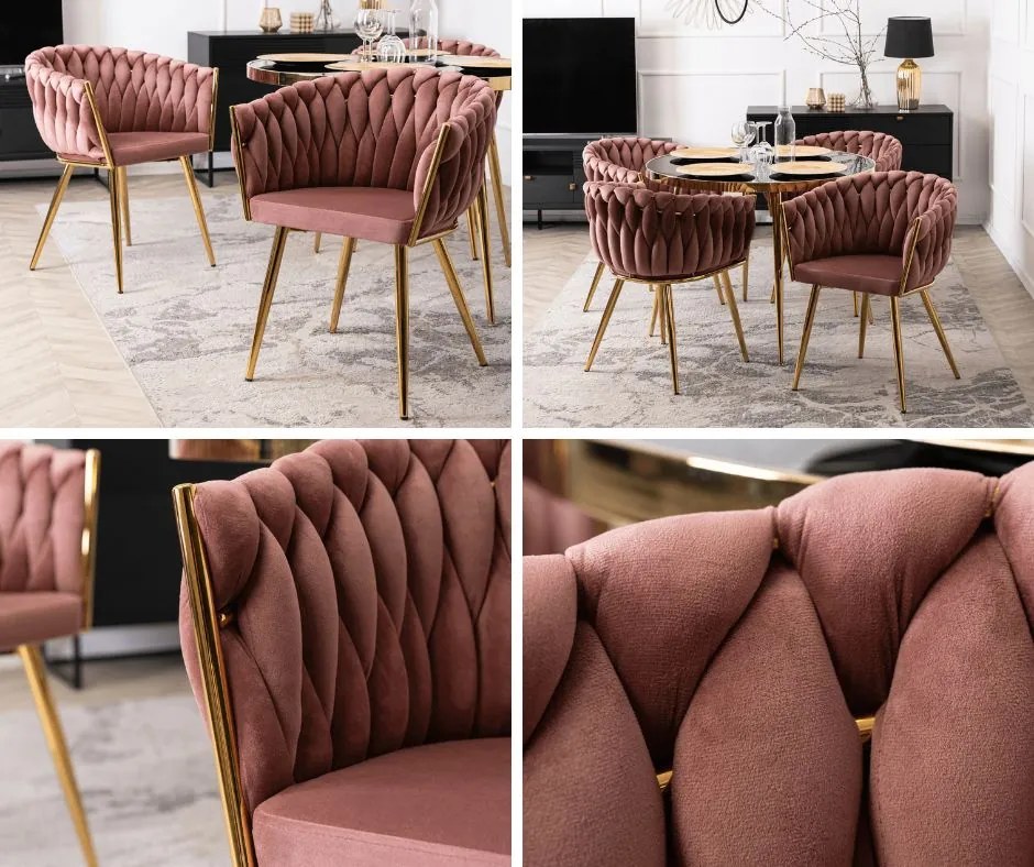 Krzesło glamour z oparciem typu warkocz Capi, welur