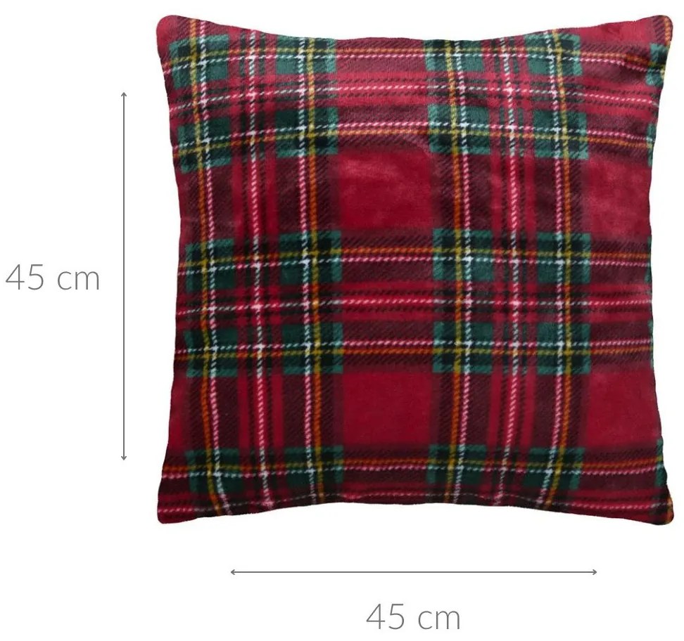 Poduszka świąteczna KLAUS w szkocką kratę, 45 × 45 cm