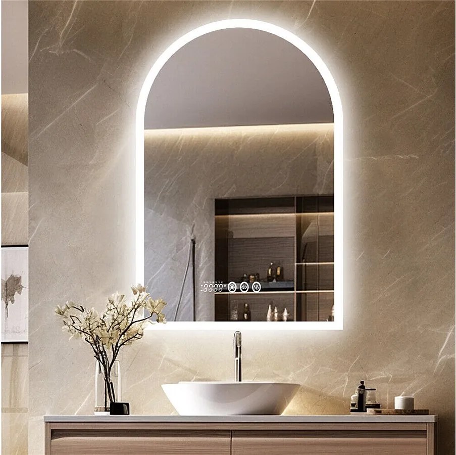 Lustro łazienkowe LED 60x90cm lustro z bluetooth trójkolorowe przeciwmgielne 90x60cm