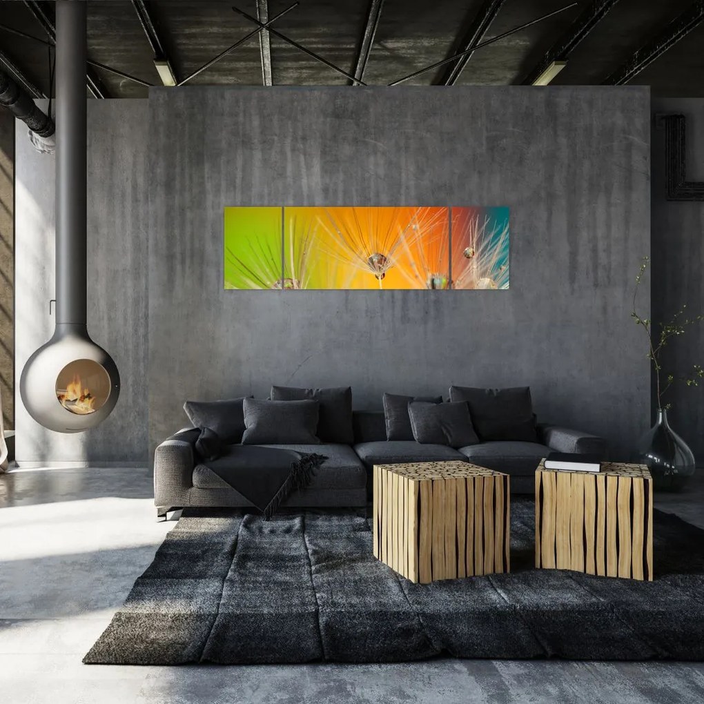 Obraz kropli na roślinie (170x50 cm)