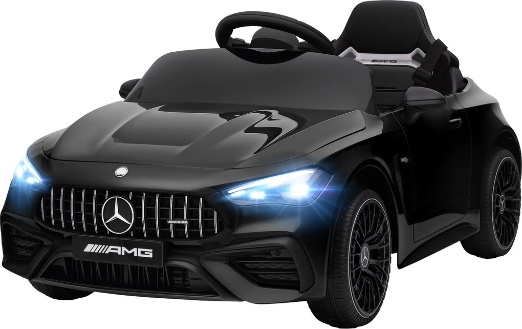 AIYAPLAY Elektryczny samochodzik dziecięcy, wzornictwo Mercedes, silniki 12V, pilot, światła LED, muzyka, dla dzieci 3-6 lat, Czarny