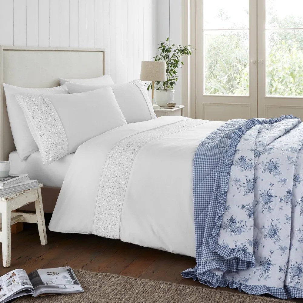 Biała pościel dwuosobowa 230x220 cm Broderie Anglaise – Catherine Lansfield