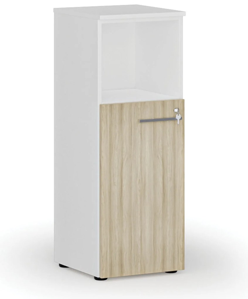 Szafa biurowa kombinowana PRIMO WHITE, 400 x 420 x 1087 mm, biały/dąb naturalny