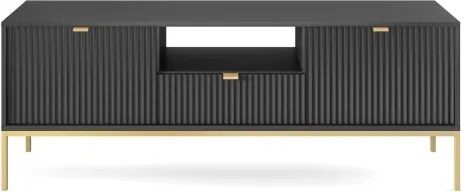 NAYA Szafka RTV 154 czarna | złoty stelaż