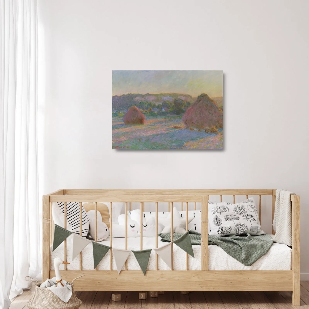 Obraz na szkle - Claude Monet, Stacks of Wheat (End of Summer) , reprodukcje (70x50 cm)