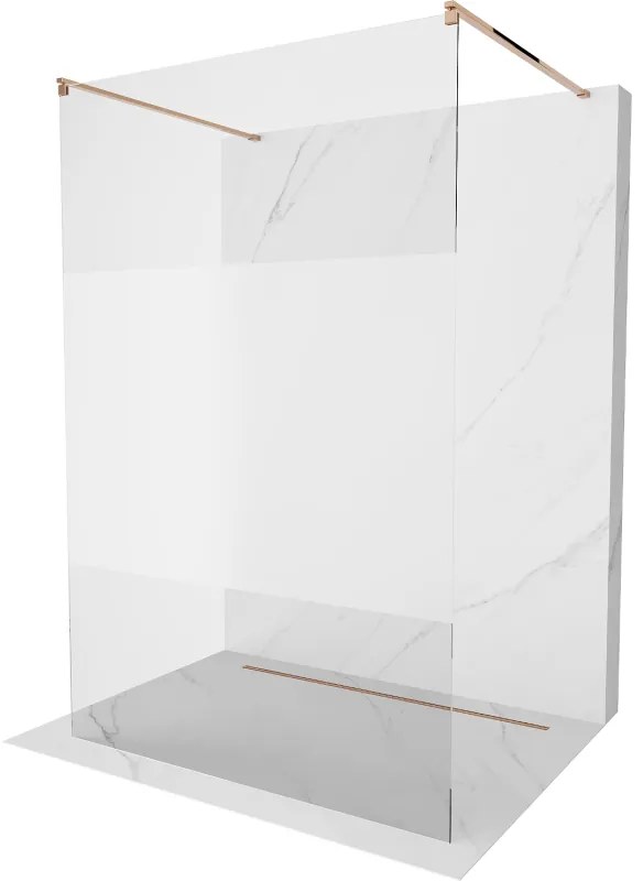 Mexen Kioto ścianka prysznicowa wolnostojąca 110 x 200 cm, transparent/szron 8 mm, różowe złoto - 800-110-002-60-35