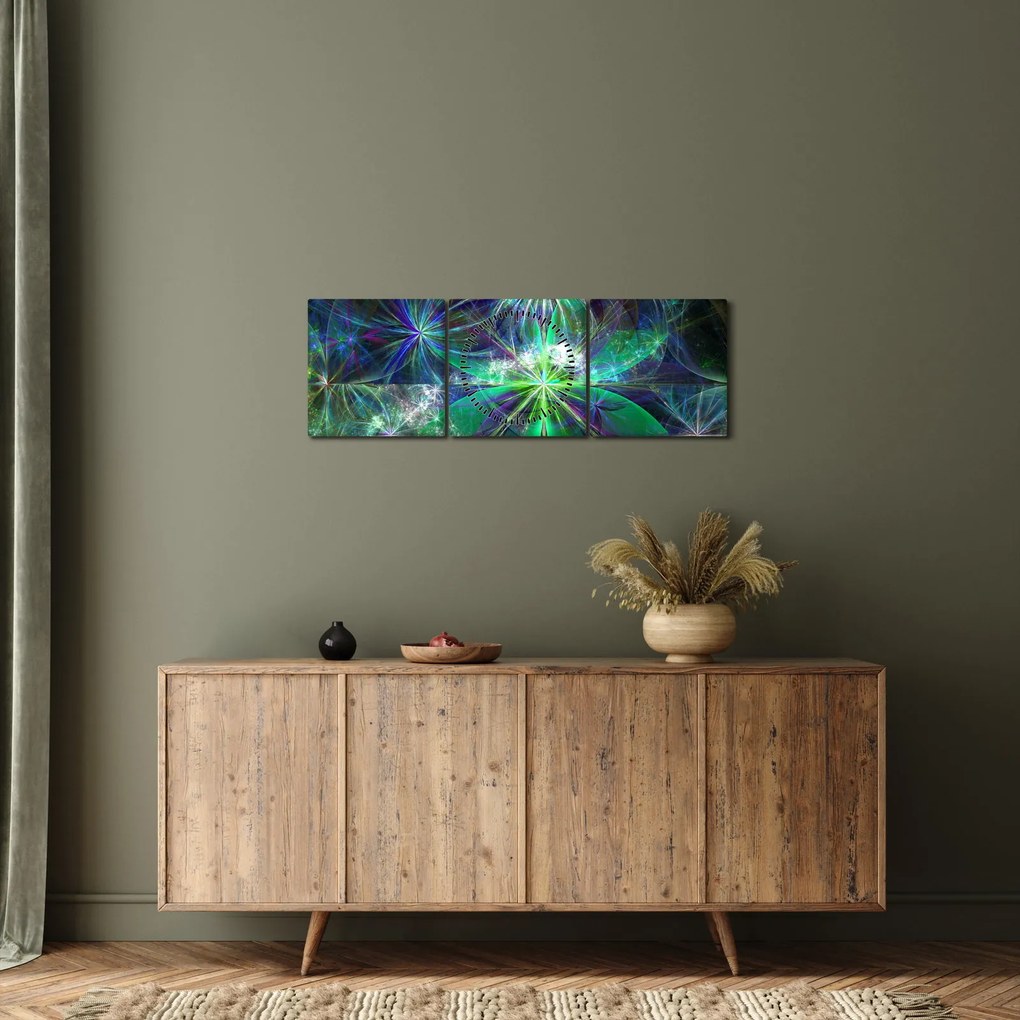 Obraz - Abstrakcyjne kształty geometryczne (z zegarem) (90x30 cm)