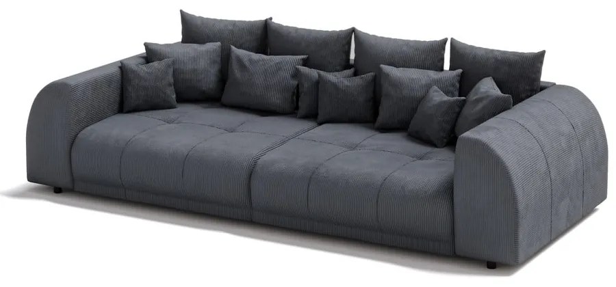 Ciemnoszara sztruksowa rozkładana sofa 310 cm Vanessa – Ropez