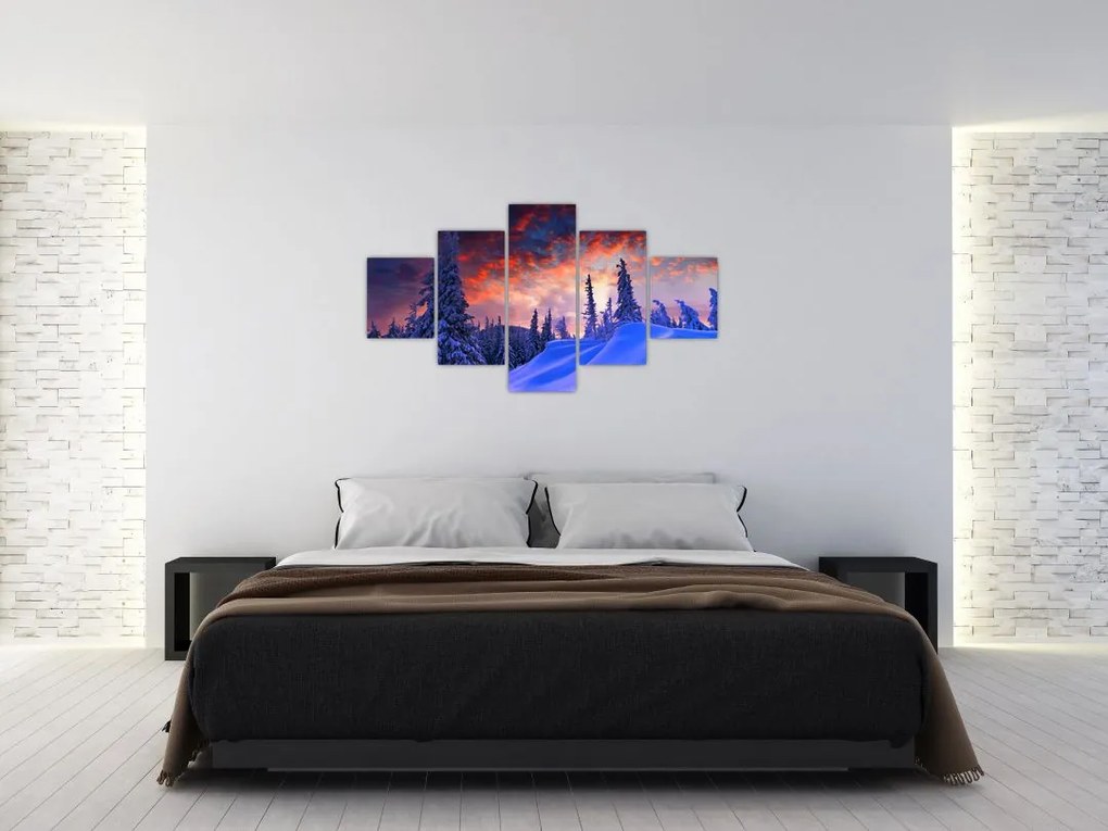 Obraz - Zimowy zmierzch (125x70 cm)