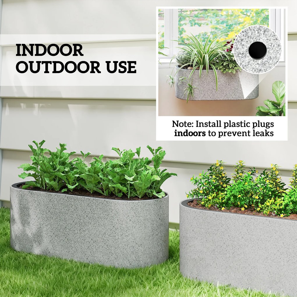 Outsunny Zestaw 2 Donic Wiszących z Systemem Drenażu i Haczykami 42 x 16 x 15 cm Jasnoszary | Aosom PL