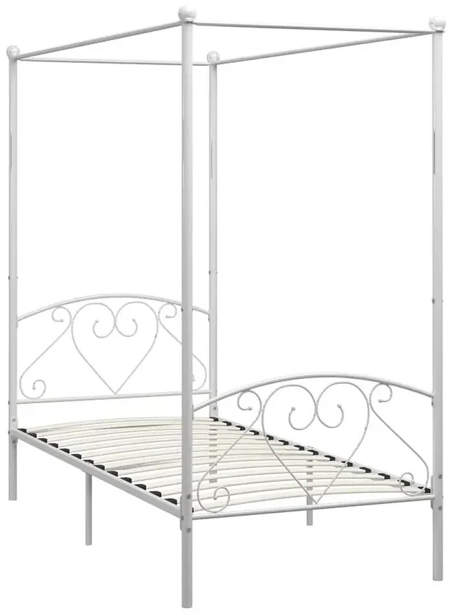 Białe metalowe łóżko z baldachimem 100x200 cm - Nila