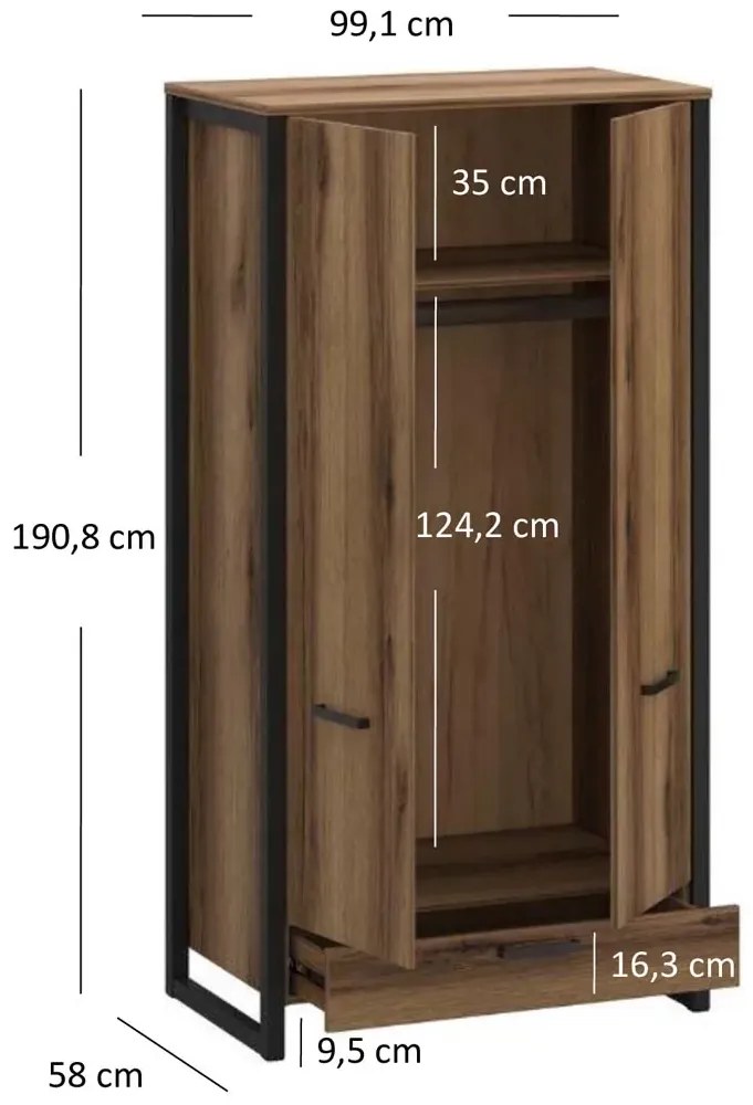 Dwudrzwiowa Szafa Z Szufladą B5-D21