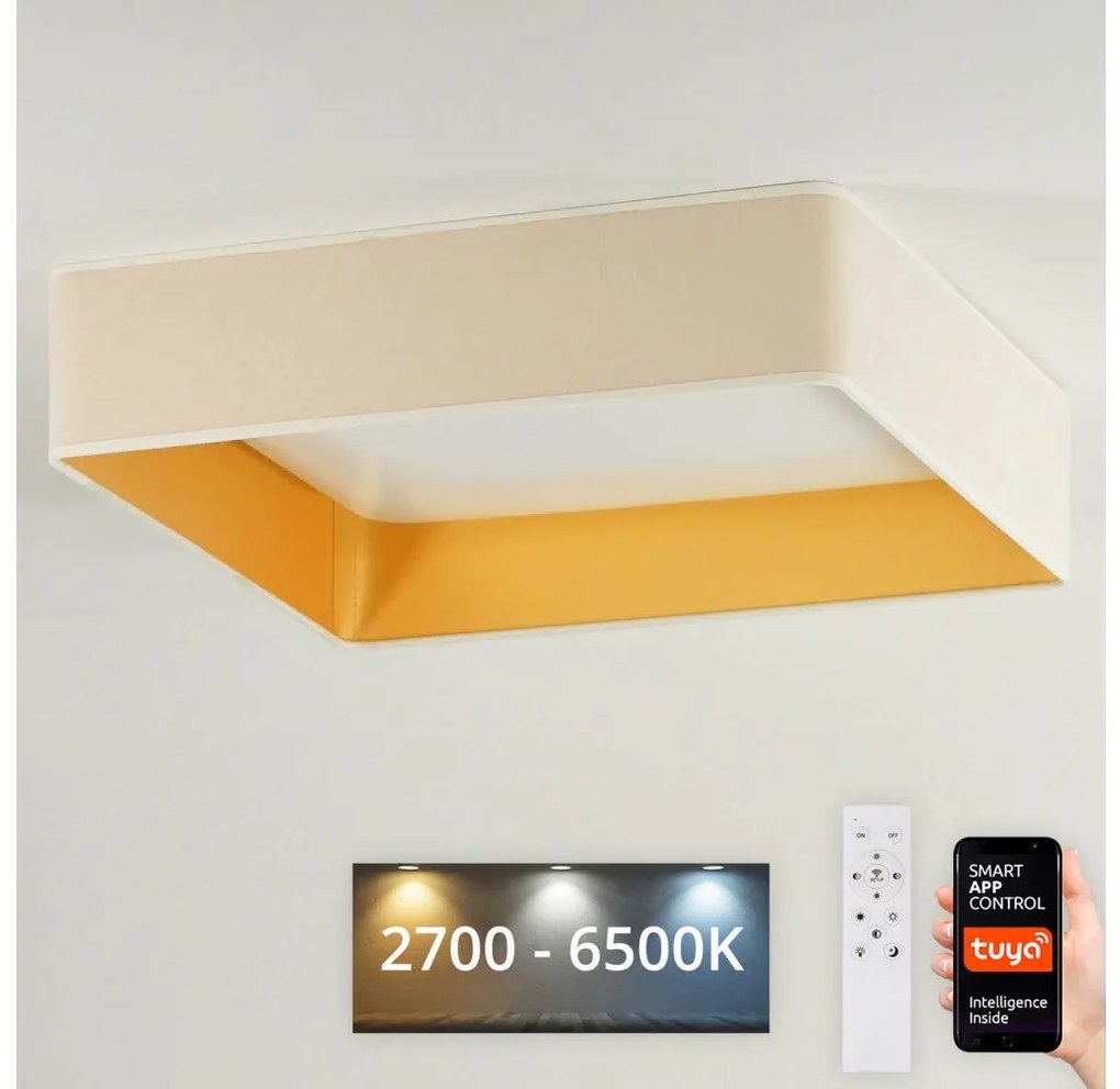 Brilagi-Oświetlenie ściemnialne LED VELVET SQUARE LED/36W/230V Wi-Fi Tuya+pilot kremowe