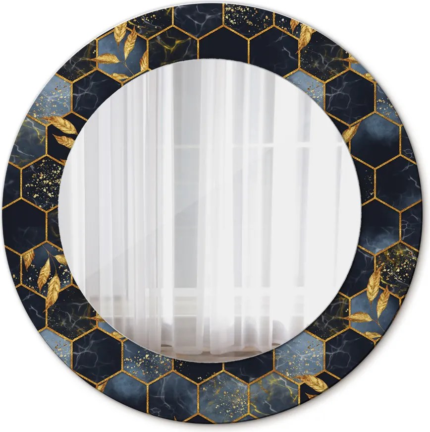 Lustro dekoracyjne okrągłe Marmur heksagon