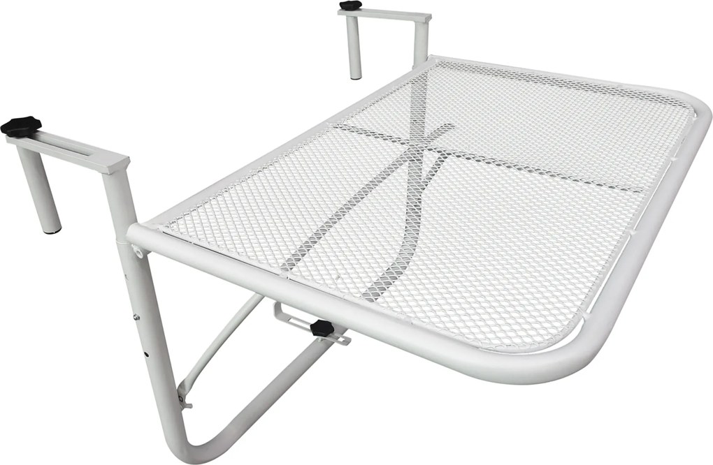 Outsunny Stół Wiszący Balkonowy Kwadratowy Regulowana Wysokość Metalowy Biały 60x565x45cm | Aosom PL