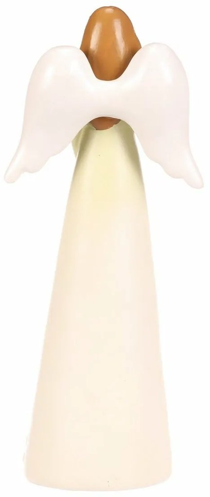 Dekoracja figurka kwiatowy anioł, żółta, 9 x 6 x21, żywica poliestrowa