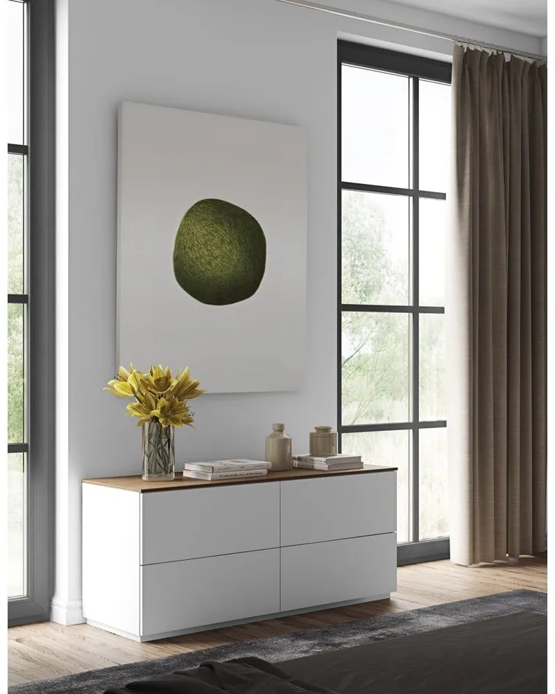 Biała komoda z blatem w orzechowym dekorze TemaHome Join, 120 x 54 cm