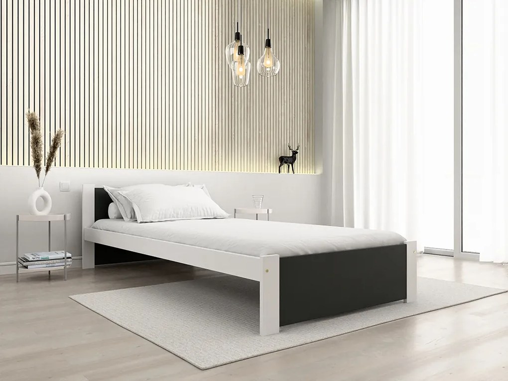 Łóżko IKAROS 90 x 200 cm, antracyt/biały Stelaż: Bez stelaża, Materac: Materac Sommera 18 cm