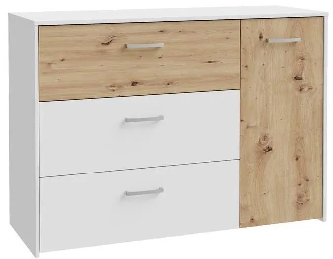 Komoda z szufladami URO dąb artisan/ biała