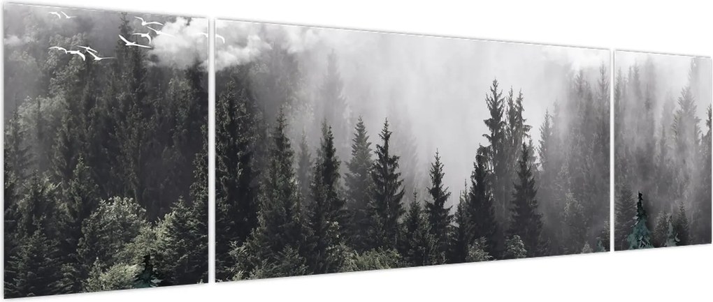 Obraz - Las z ilustrowanymi elementami (170x50 cm)