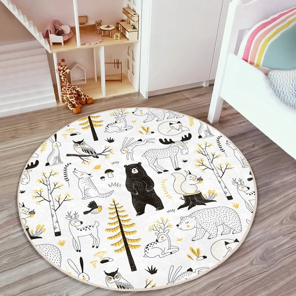 Żółto-biały dywan dziecięcy ø 100 cm Comfort – Mila Home