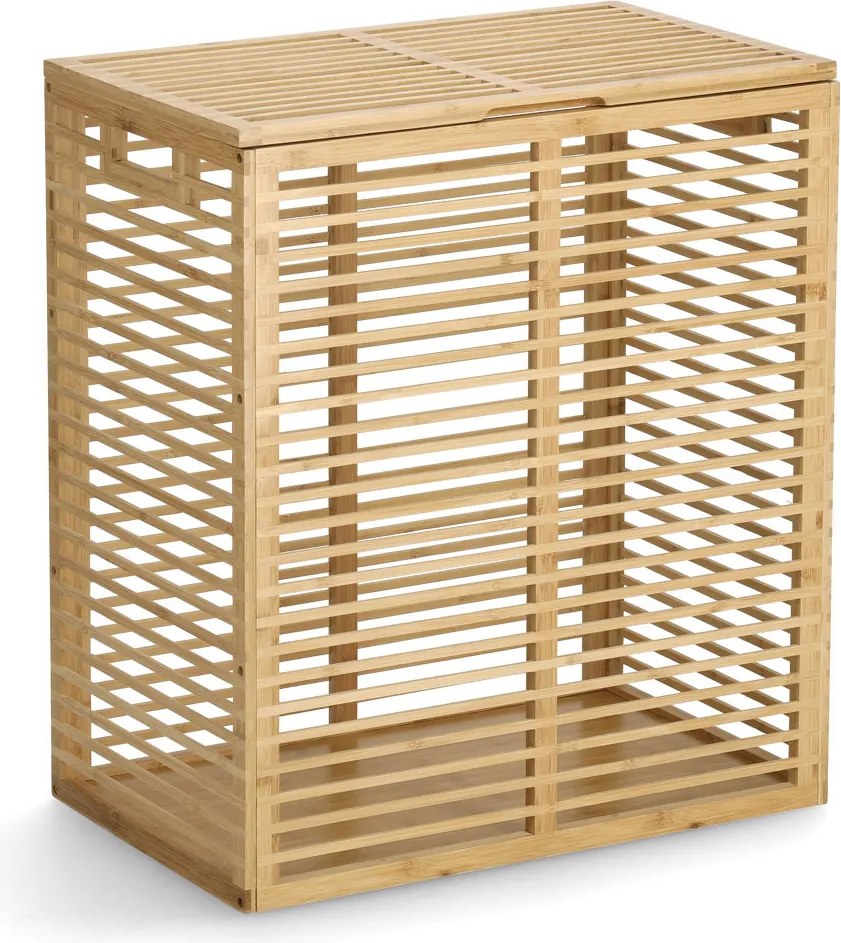 Zamykany kosz na pranie, bambusowy, 53,5 x 33 x 61 cm
