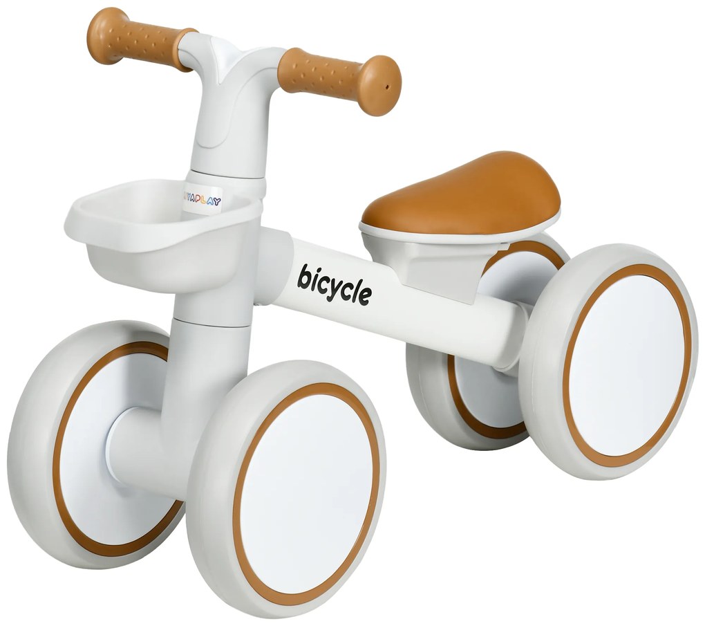 AIYAPLAY Rower biegowy, regulowane siedzisko, ciche koła, dla dzieci 1-3 lata, do 20 kg, Brązowy/Biały