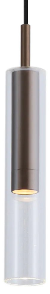 Nowoczesny reflektor z ciemnego brązu z przezroczystym szkłem do 1-fazowego systemu szynowego - Slimline Loyce