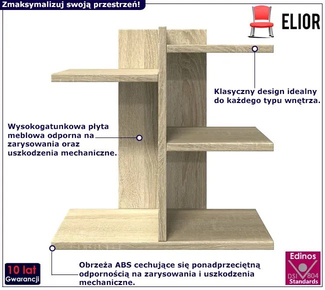Skandynawska nadstawka na biurko z półkami dab sonoma Ibefod 10X
