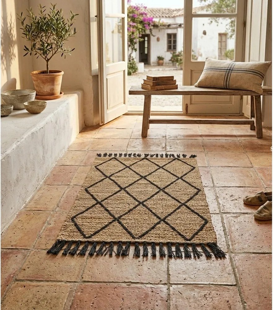 Czarny/w naturalnym kolorze dywan z juty tkany ręcznie 60x90 cm Shaila – Bizzotto