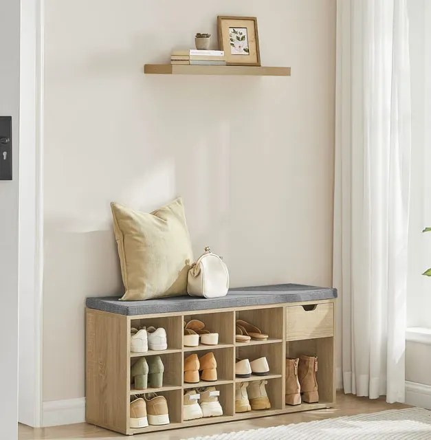 Duże siedzisko z szafką na buty i szulfadą dąb sonoma S5-N25