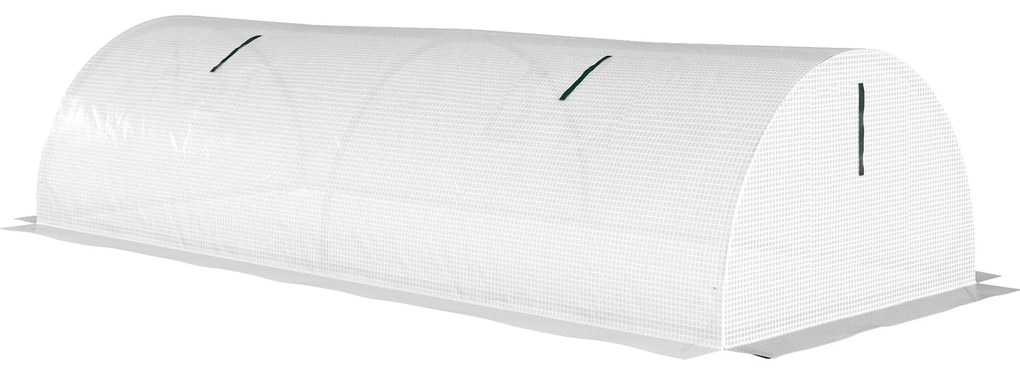 Outsunny Szklarnia foliowa, mini-tunelowa z oknami z siatki, odporna na UV, folia z tworzywa sztucznego, 200 x 80 x 45 cm, Biała