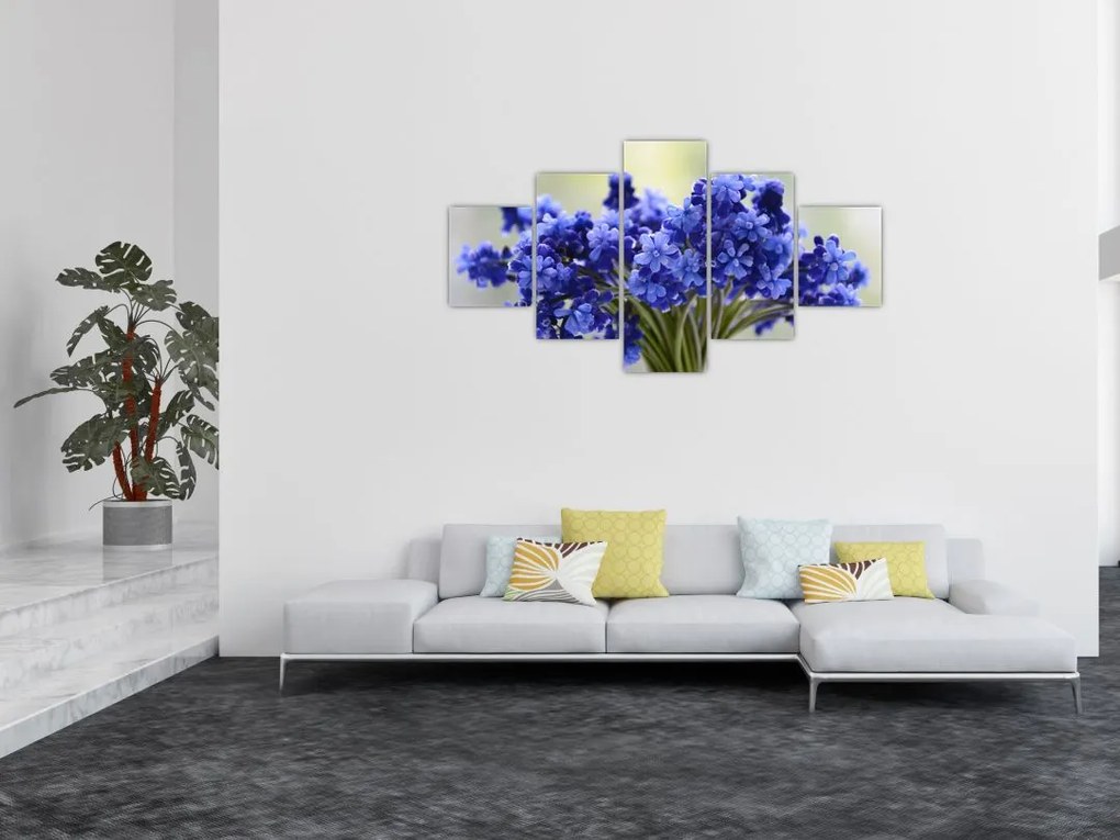 Obraz bukietu niebieskich kwiatów (125x70 cm)