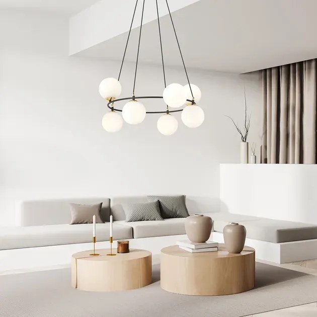 Nowoczesna lampa wisząca z mlecznymi kloszami - D110 D0-D86