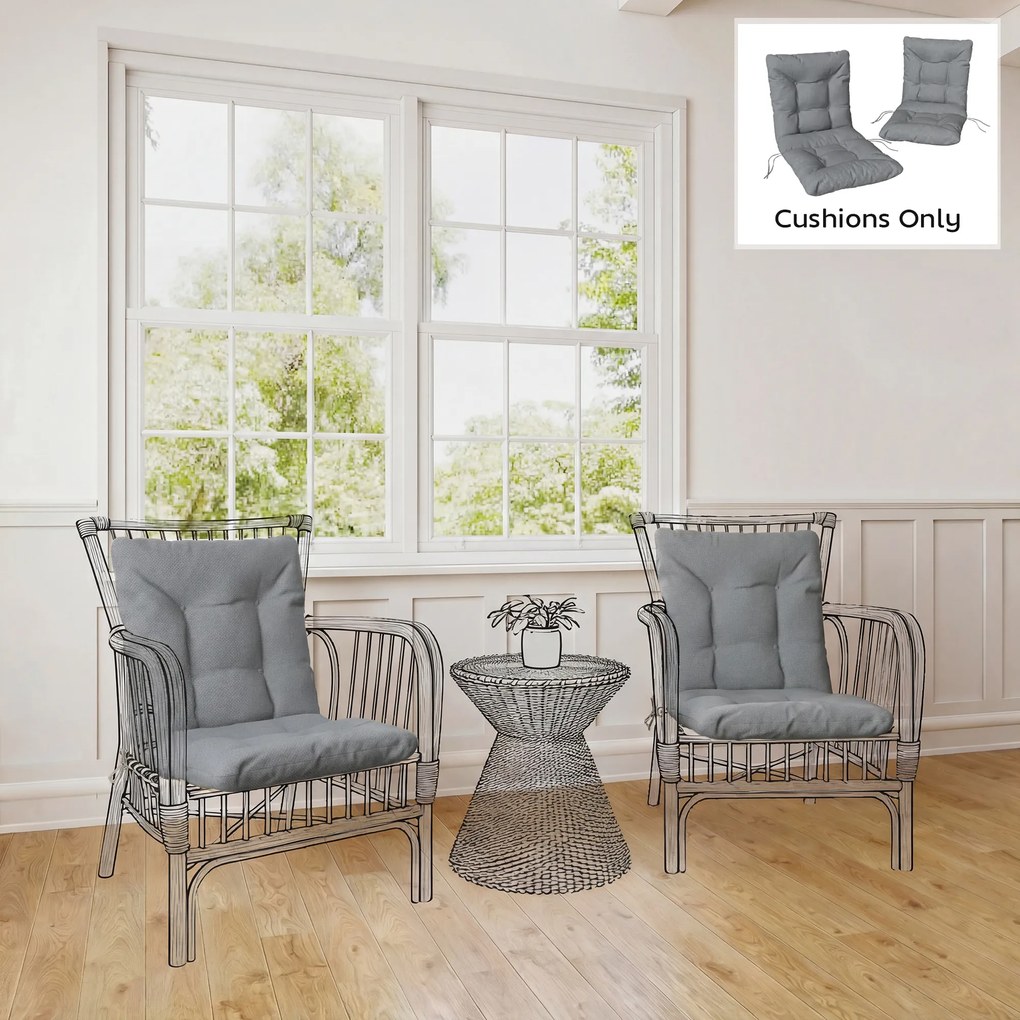 Outsunny Poduszki ogrodowe z oparciem i paskami, wodoodporne poduszki do wnętrz i na zewnątrz, jasnoszary | Aosom PL