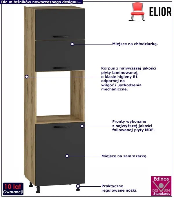 Szafka kuchenna do zabudowy piekarnika dąb craft + antracyt G4-M52