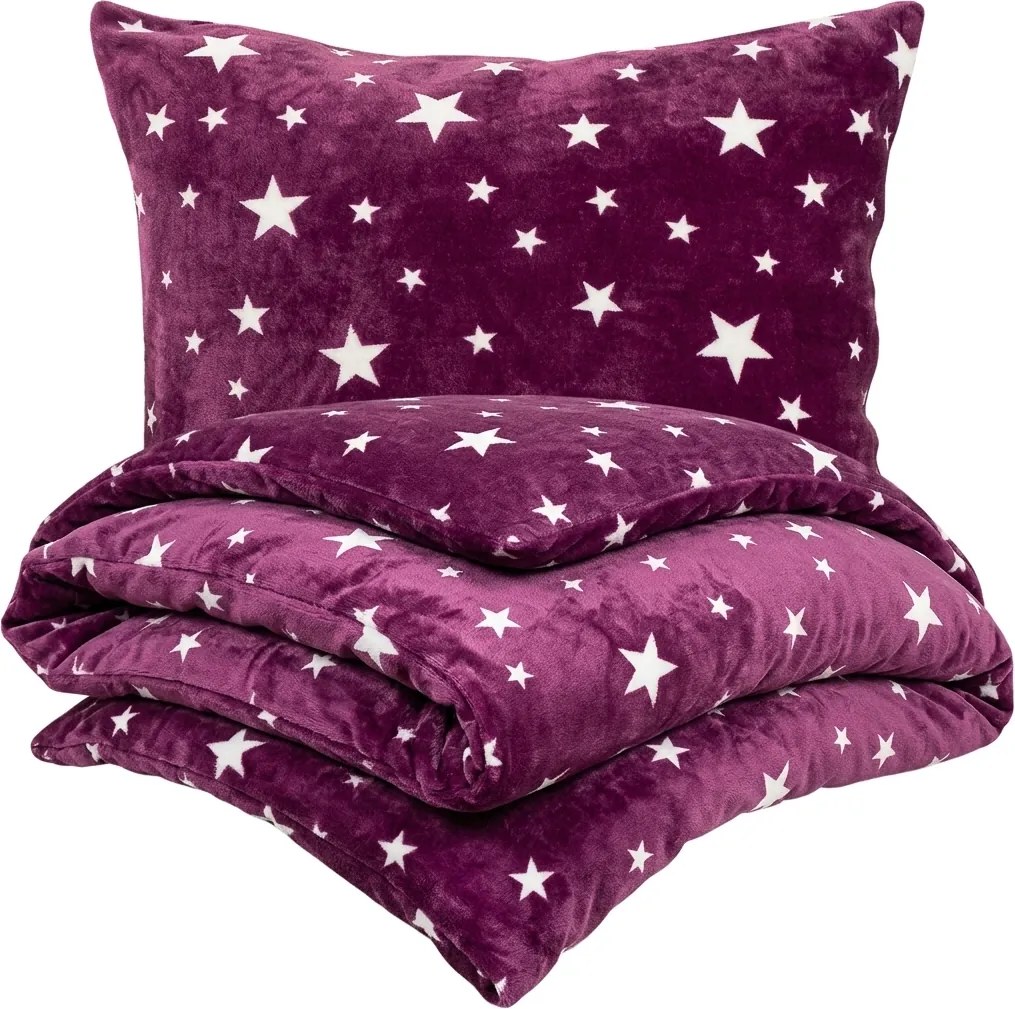 4Home Pościel mikroflanela Stars violet, 140 x 220 cm, 70 x 90 cm