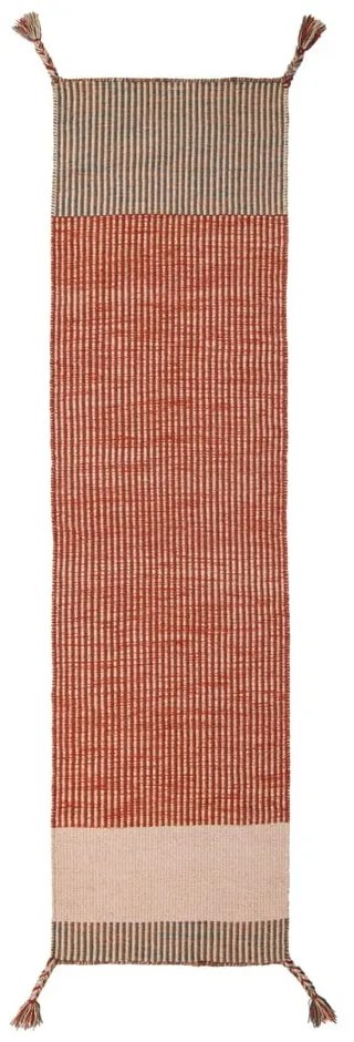 Pomarańczowy wełniany chodnik Flair Rugs Anu, 60x200 cm
