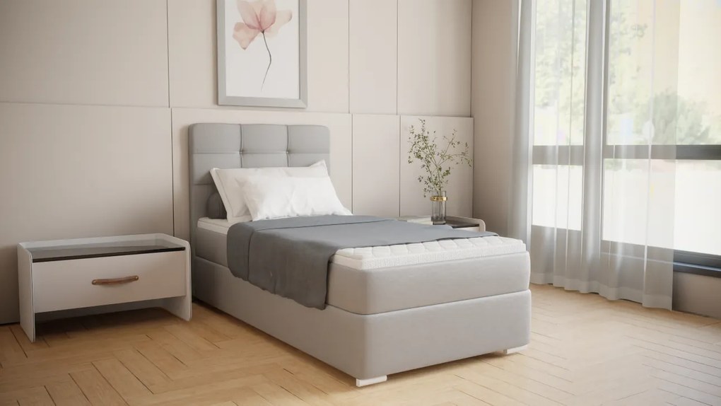 Czarne łóżko jednoosobowe Bruno 100cm, nowoczesny design pasujący do każdej sypialni, wygodny materac oraz schowek, Cosmic 100