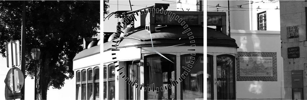 Obraz - Tramwaj (z zegarem) (90x30 cm)
