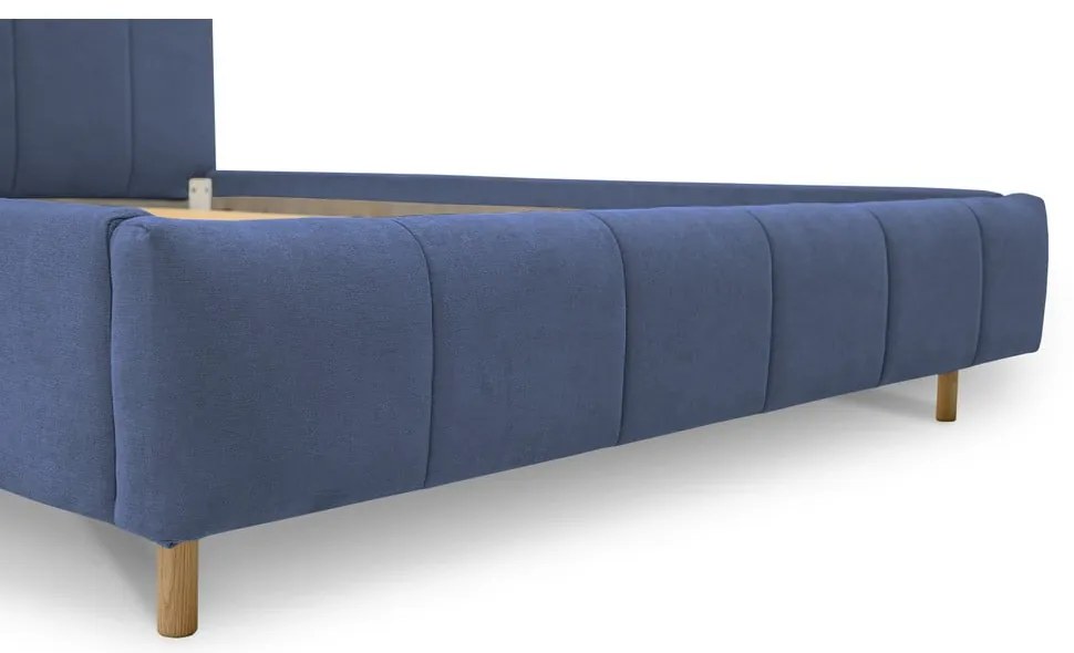 Niebieskie tapicerowane łóżko dwuosobowe ze stelażem 180x200 cm Zee – Scandic