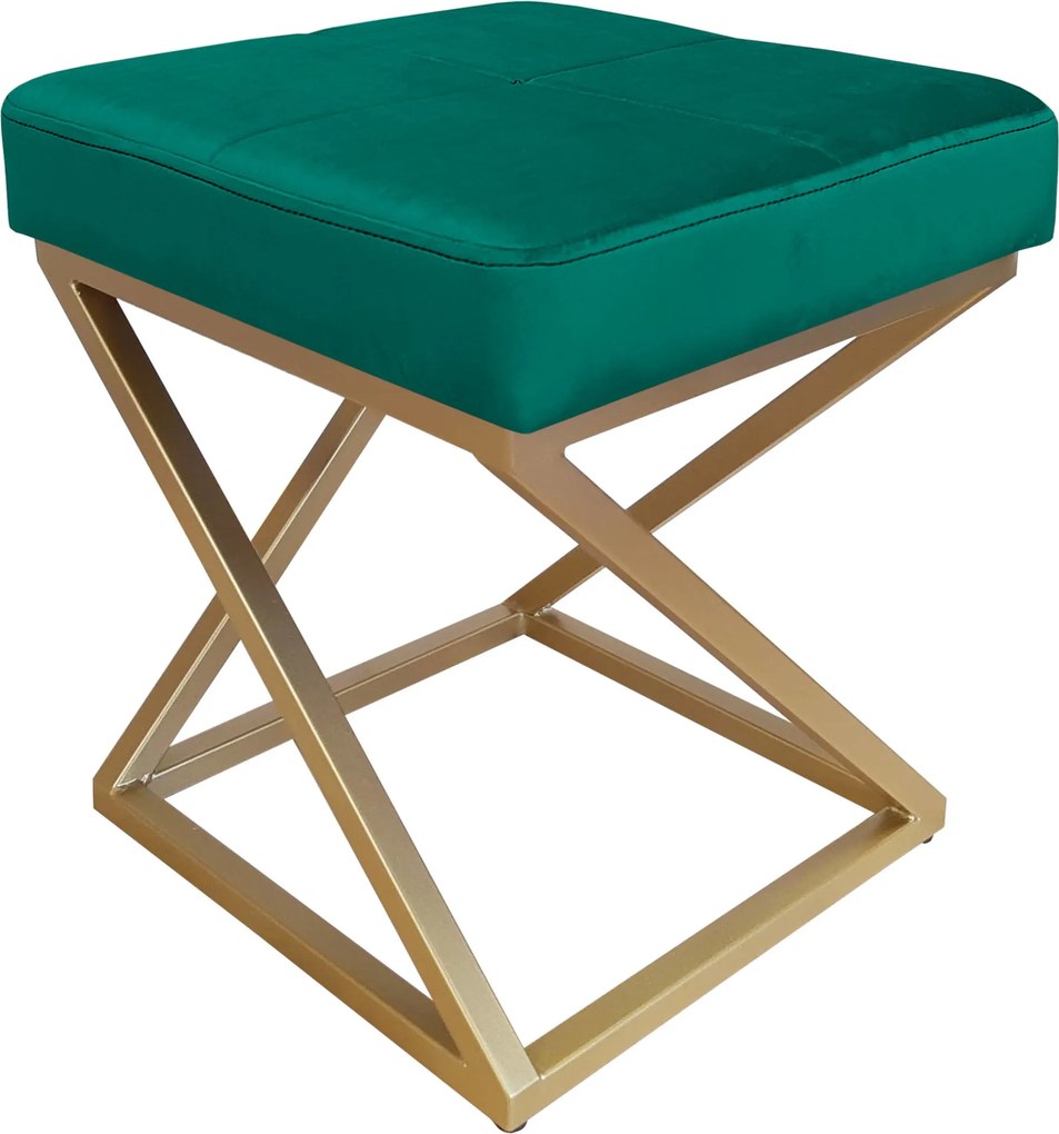 Pufa ZOA tkanina Welur loft ławka podnóżek metal : Kolor Stelaża - Złoty, Kolor tkaniny - VELVET - MG20, Typ tkaniny - Velvet