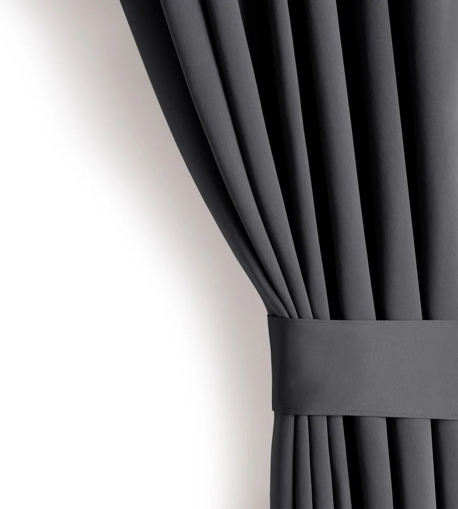 Antracytowa zaciemniająca zasłona termiczna 140x245 cm Pleat – Restilo