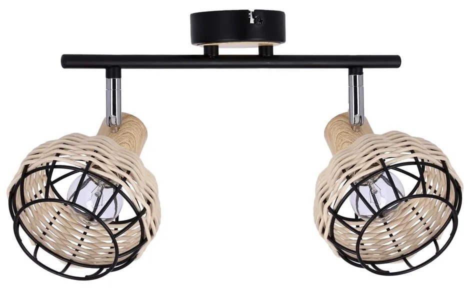 Czarno-kremowa lampa sufitowa z metalowo-rattanowym kloszem ø 12 cm Tajga – Candellux Lighting
